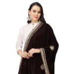 Women's Velvet Gotta Patti Dupatta (Brown, Length: 2.25 to 2.50 Mtr) - Image 4