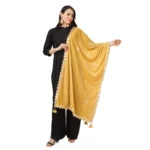 Women's Velvet Gotta Patti Dupatta (Yellow, Length: 2.25 to 2.50 Mtr)