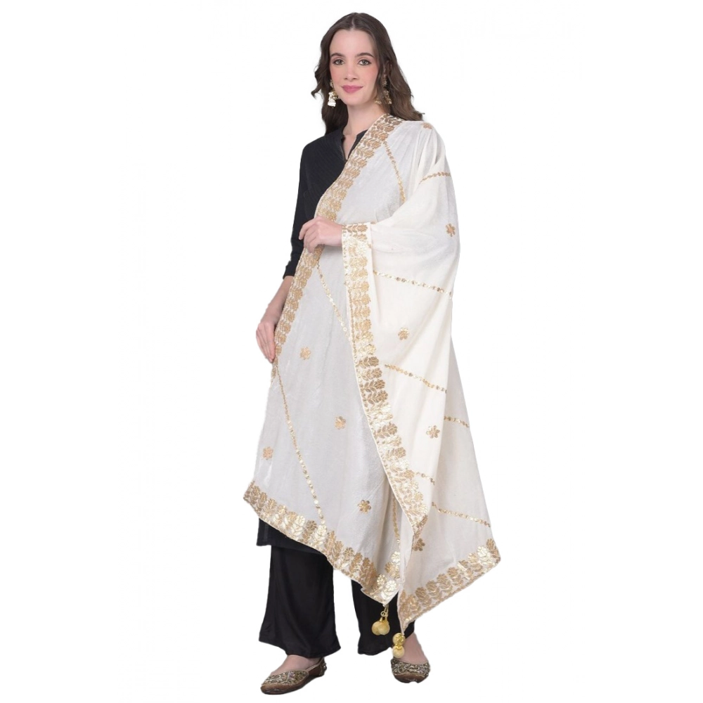 53511129802_b8f57e39b3_o_d-1000x1000-1.webp Women's Velvet Gotta Patti Dupatta (White, Length: 2.25 to 2.50 Mtr) - Image 1