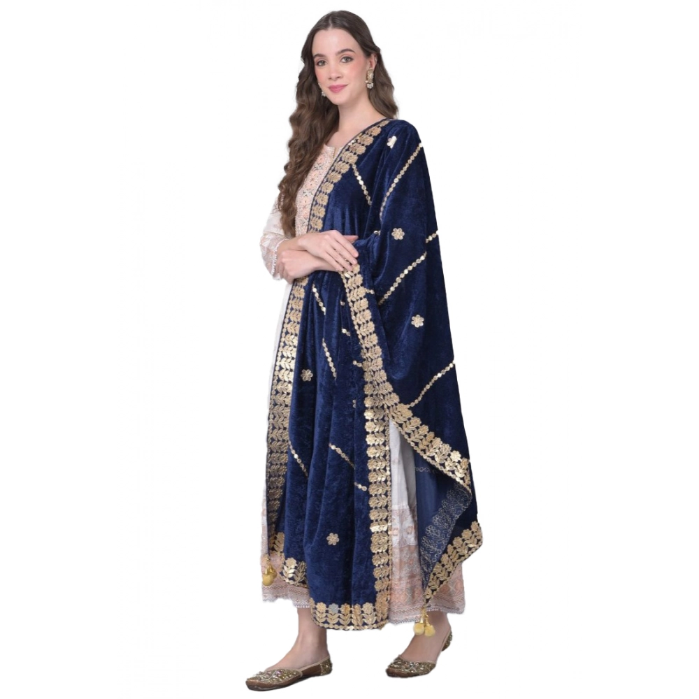 53512191358_e68d8b106b_o_d-1000x1000-1.webp Women's Velvet Gotta Patti Dupatta (Navy, Length: 2.25 to 2.50 Mtr) - Image 1