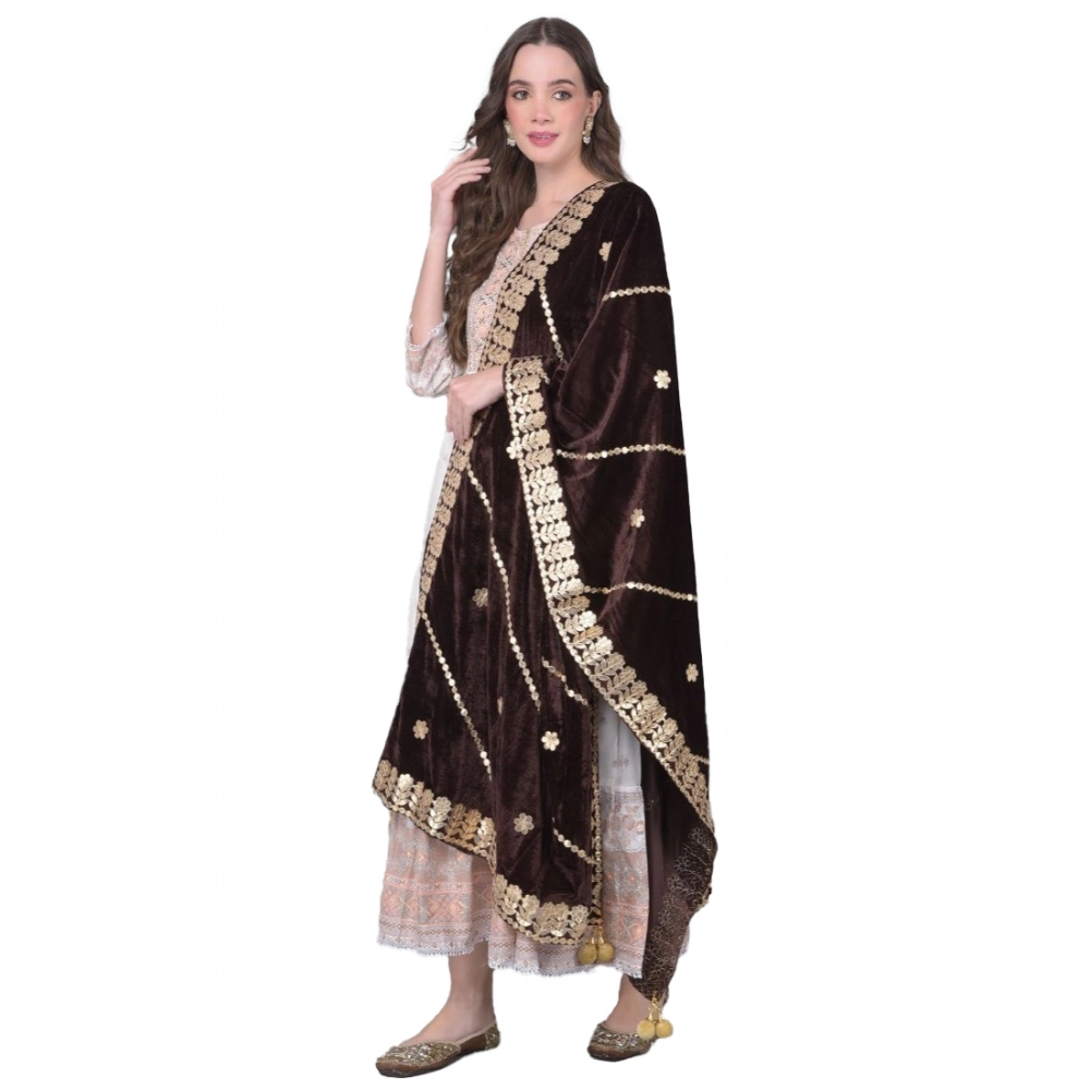 53512340574_e9a5a34fd1_o_d-1000x1000-1.webp Women's Velvet Gotta Patti Dupatta (Brown, Length: 2.25 to 2.50 Mtr) - Image 1