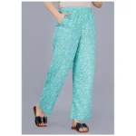 Women's Casual Half Sleeve Printed Viscose Rayon Shirt With Pyjama Pant Night Suit Set (Green) - Image 4