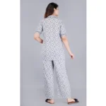 Women's Casual Half Sleeve Printed Viscose Rayon Shirt With Pyjama Pant Night Suit Set (Grey) - Image 6