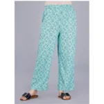 Women's Casual Half Sleeve Printed Viscose Rayon Shirt With Pyjama Pant Night Suit Set (Green) - Image 2