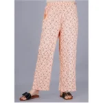 Women's Casual Half Sleeve Printed Viscose Rayon Shirt With Pyjama Pant Night Suit Set (Peach) - Image 4
