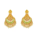 Women's Rose Gold Plated Alloy Kundan Earrings & Mangtikka (Green) - Image 3