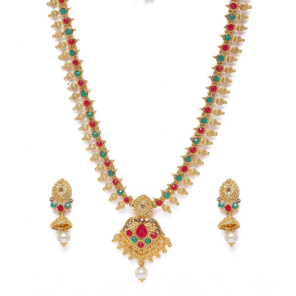 53533254257_eb26d56e56_o_d-1000x1000-1.webp Women's Rose Gold Plated Alloy Necklace & Earings Set (Green & Red) - Image 1