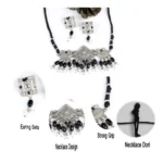 Women's Rose Gold Plated Alloy Necklace & Earings Set (Silver) - Image 5