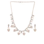 Women's Rose Gold Plated Brass Necklace & Earings Set (Gold) - Image 2