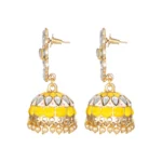 Women's Rose Gold Plated Alloy Earrings (Yellow) - Image 2