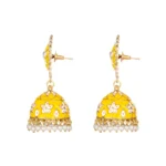 Women's Rose Gold Plated Alloy Earrings (Yellow) - Image 2