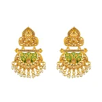 Women's Rose Gold Plated Alloy Kundan Earrings & Mangtikka (Green) - Image 4
