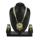 Women's Rose Gold Plated Alloy Necklace & Earings Set (Green) - Image 5