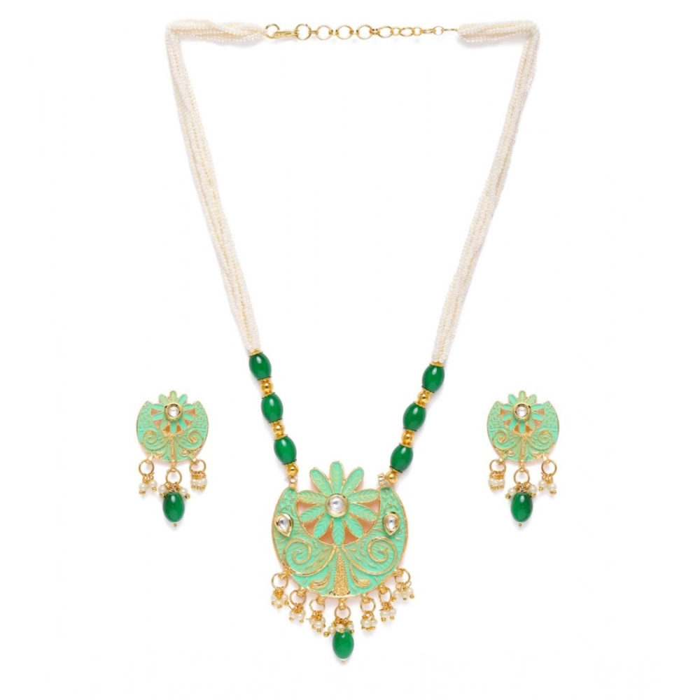 53534144916_1ba4121f0b_o_d-1000x1000-1.webp Women's Rose Gold Plated Alloy Necklace & Earings Set (Green) - Image 1
