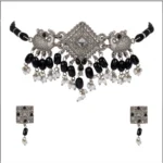 Women's Rose Gold Plated Alloy Necklace & Earings Set (Silver)