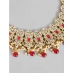 Women's Rose Gold Plated Alloy Necklace & Earings Set (Red) - Image 4