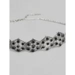 Women's Rose Gold Plated Alloy Choker (Silver & Black) - Image 2