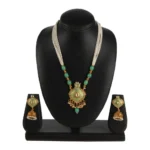 Women's Rose Gold Plated Alloy Necklace & Earings Set (Green) - Image 5