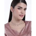 Women's Rose Gold Plated Brass Necklace & Earings Set (Gold) - Image 3