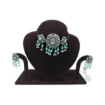 Women's Rose Gold Plated Alloy Necklace & Earings Set (Light Green) - Image 5