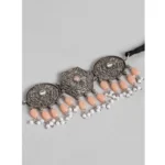 Women's Rose Gold Plated Alloy Necklace & Earings Set (Orange) - Image 3