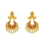 Women's Rose Gold Plated Alloy Kundan Earrings & Mangtikka (Maroon) - Image 2