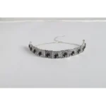 Women's Rose Gold Plated Alloy Necklace & Earings Set (Silver & Black) - Image 3