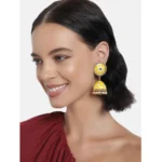 Women's Rose Gold Plated Alloy Earrings (Yellow) - Image 4
