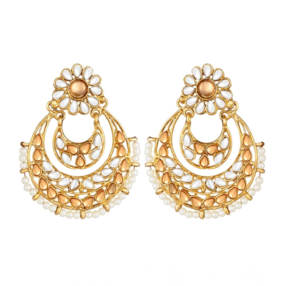53534544400_0b95b039f0_o_d-1000x1000-1.webp Women's Rose Gold Plated Alloy Kundan Earrings & Mangtikka (White & Gold) - Image 1