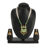 Women's Rose Gold Plated Alloy Necklace & Earings Set (Green) - Image 2