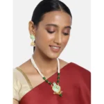Women's Rose Gold Plated Alloy Necklace & Earings Set (Green) - Image 3