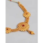 Women's Rose Gold Plated Alloy Necklace & Earings Set (Gold) - Image 2