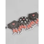 Women's Rose Gold Plated Alloy Necklace & Earings Set (Orange) - Image 2