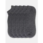5 Pairs Unisex Casual Cotton Blended Solid Ankle length Socks (Dark Grey) - Image 3