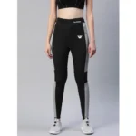 Women's Polyster Solid Sport Leggings (Black & Grey) - Image 3