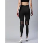 Women's Polyster Solid Sport Leggings (Black & Grey) - Image 2