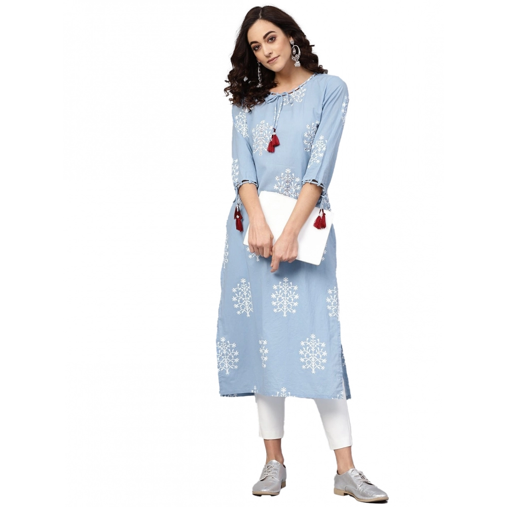53589744162_d29fd9a580_o_d-1000x1000-1.webp Women's Casual 3/4 th Sleeve Embroidery Cambric Cotton Kurti (Blue) - Image 1