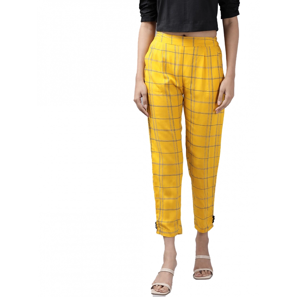 53590617696_0c96868fb0_o_d-1000x1000-1.webp Women's Casual Checked Rayon Trouser Pant (Yellow) - Image 1