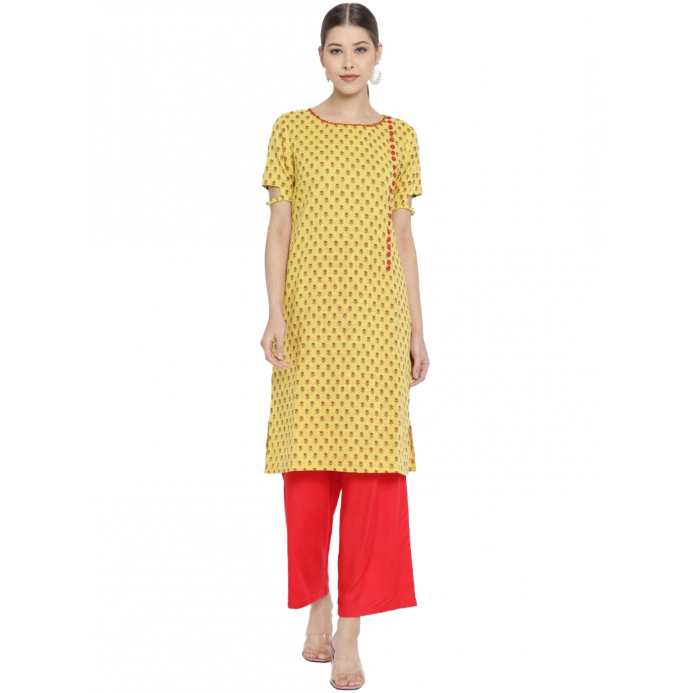 53590822223_7573b98e1c_o_d-1000x1000-1.webp Women's Casual Short Sleeves Floral Printed Cotton & Rayon Kurti Palazzo Set (Yellow & Red) - Image 1