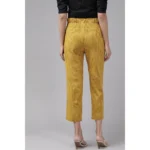 Women's Casual Printed Cotton Flex Trouser Pant (Mustard) - Image 2