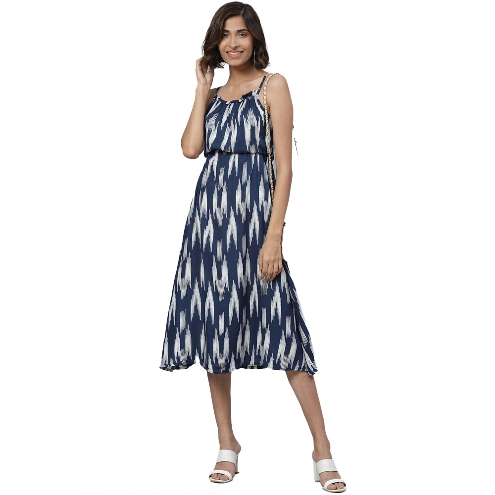 53590935399_3bd15fe044_o_d-1000x1000-1.webp Women's Casual Sleeveless Ikat Print Rayon Dress (Blue) - Image 1