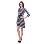 Women's Cotton Blend Solid 3-4 Sleeve Dress (Blue) - Image 5