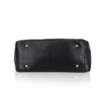 Women's Faux Leather Textured Tote Bag (Black) - Image 2