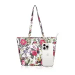 Women's Faux Leather Printed Tote Bag (White Pink) - Image 2
