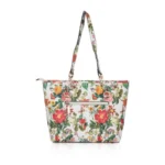 Women's Faux Leather Printed Tote Bag (White Orang) - Image 4