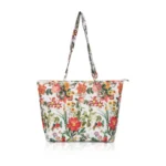 Women's Faux Leather Printed Tote Bag (White Orang)