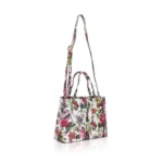 Women's Faux Leather Printed Handheld Bag (White Pink) - Image 3