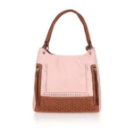 Women's Faux Leather Printed Tote Bag (Pink)
