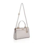 Women's Faux Leather Textured Adjustable Long Belt Handbag (White) - Image 2