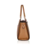 Women's Faux Leather Textured Adjustable Long Belt Handbag (Brown) - Image 5